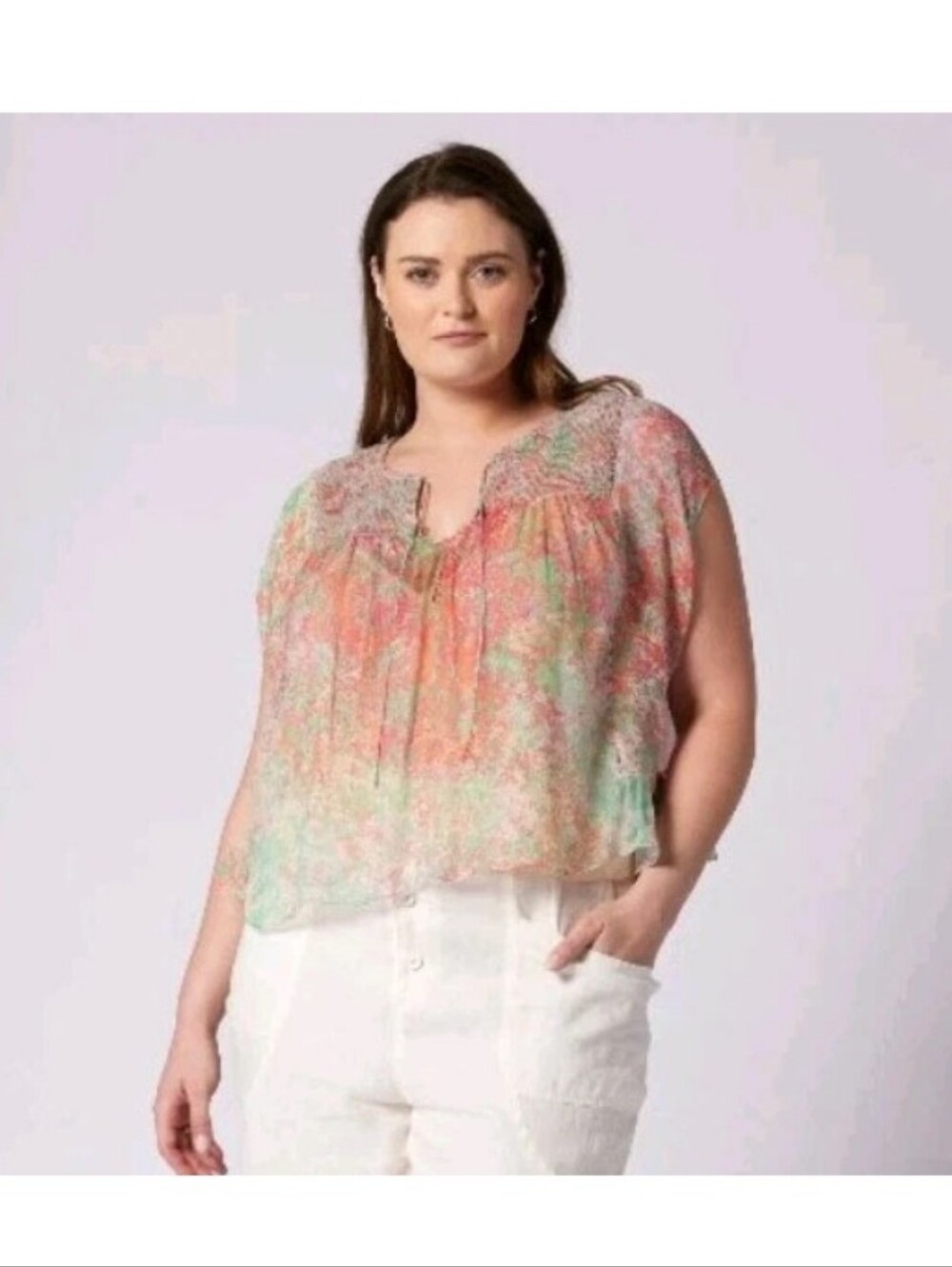 Joie Thana Short Sleeve Silk Peasant Top
